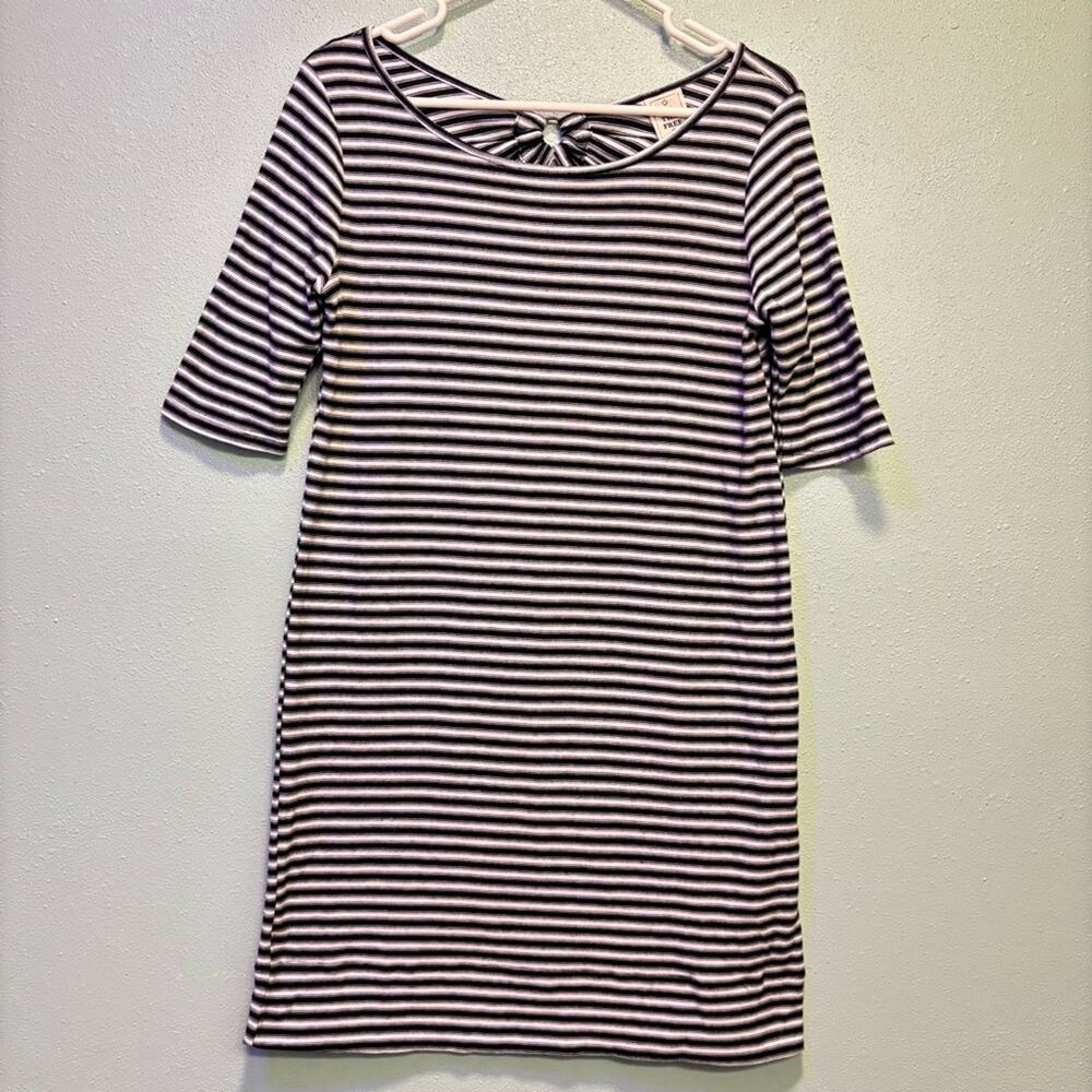 We The Free Black and White Striped Short Sleeve Dress with Back Cutout Size S